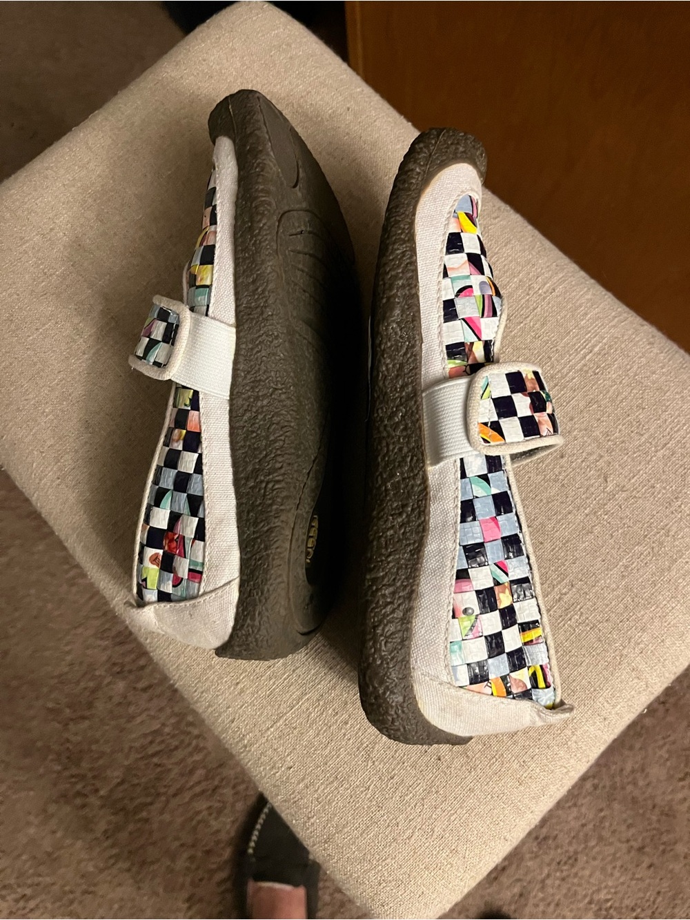 Keen 6.5 Multicolor Woven Mary Jane Shoes - Black, Blue, Pink, Yellow, Green - Picture 3 of 7